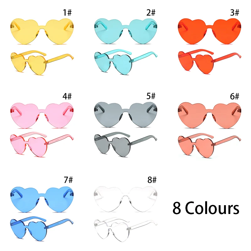 Heart-Shaped Sunglasses Candy Colors Siamese UV400 Integrated High Clear Lens Pure Color Eyewear Lunettes De Soleil | Аксессуары для