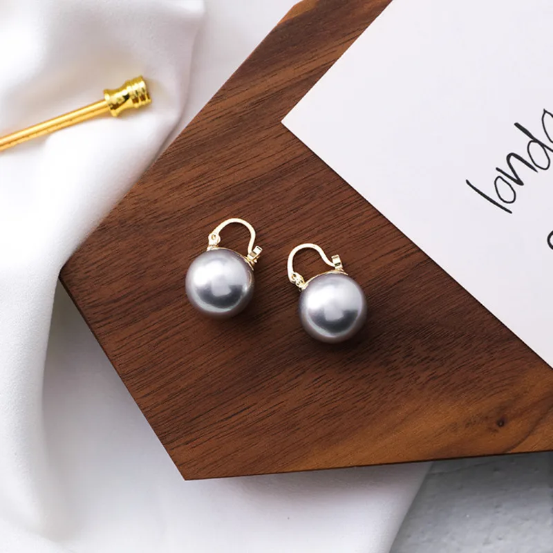 Gold Color Geometric Round Circle Pearl Ball Hoops Earrings Women Elegant Big Wedding Huggie | Украшения и аксессуары