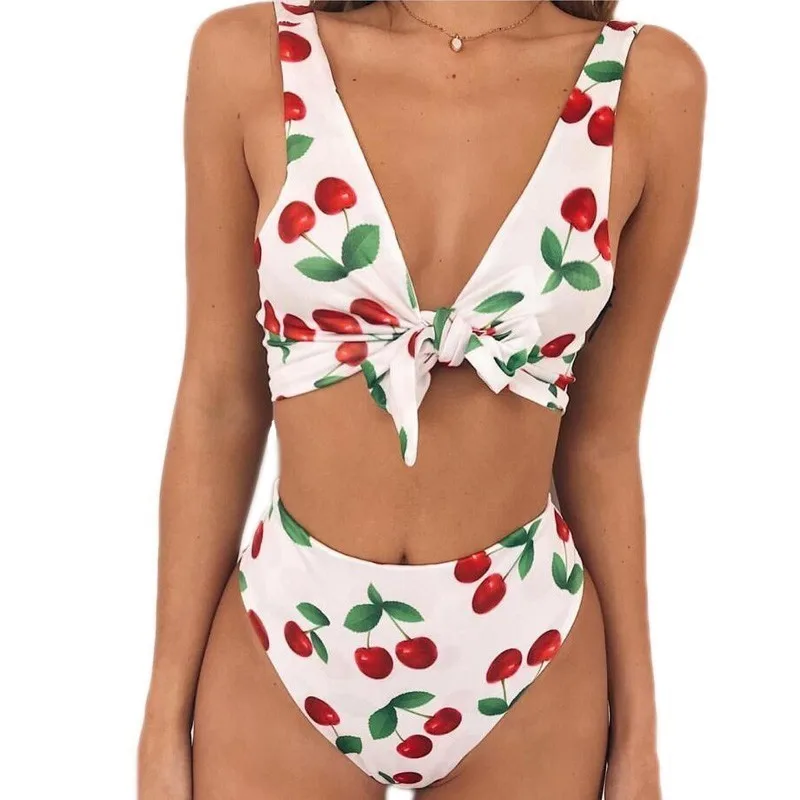 Lefeel High Waist Floral Bikini Sets Print Swimsuit Women Bandage Sexy Backless Female Beach Wear Swimwear Bathing Suit Biquini |