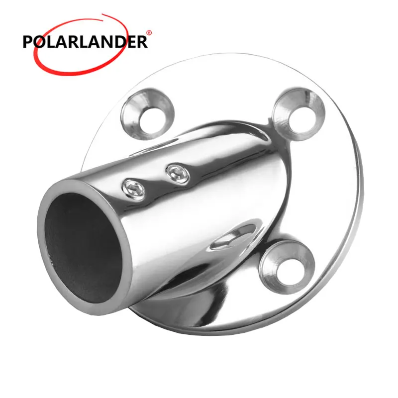 

1 Pc Stainless Steel Pipe Round Base 1" /25mm Railing 45 Degree Round Bottom Socket Hardware for Boat Marine Yacht