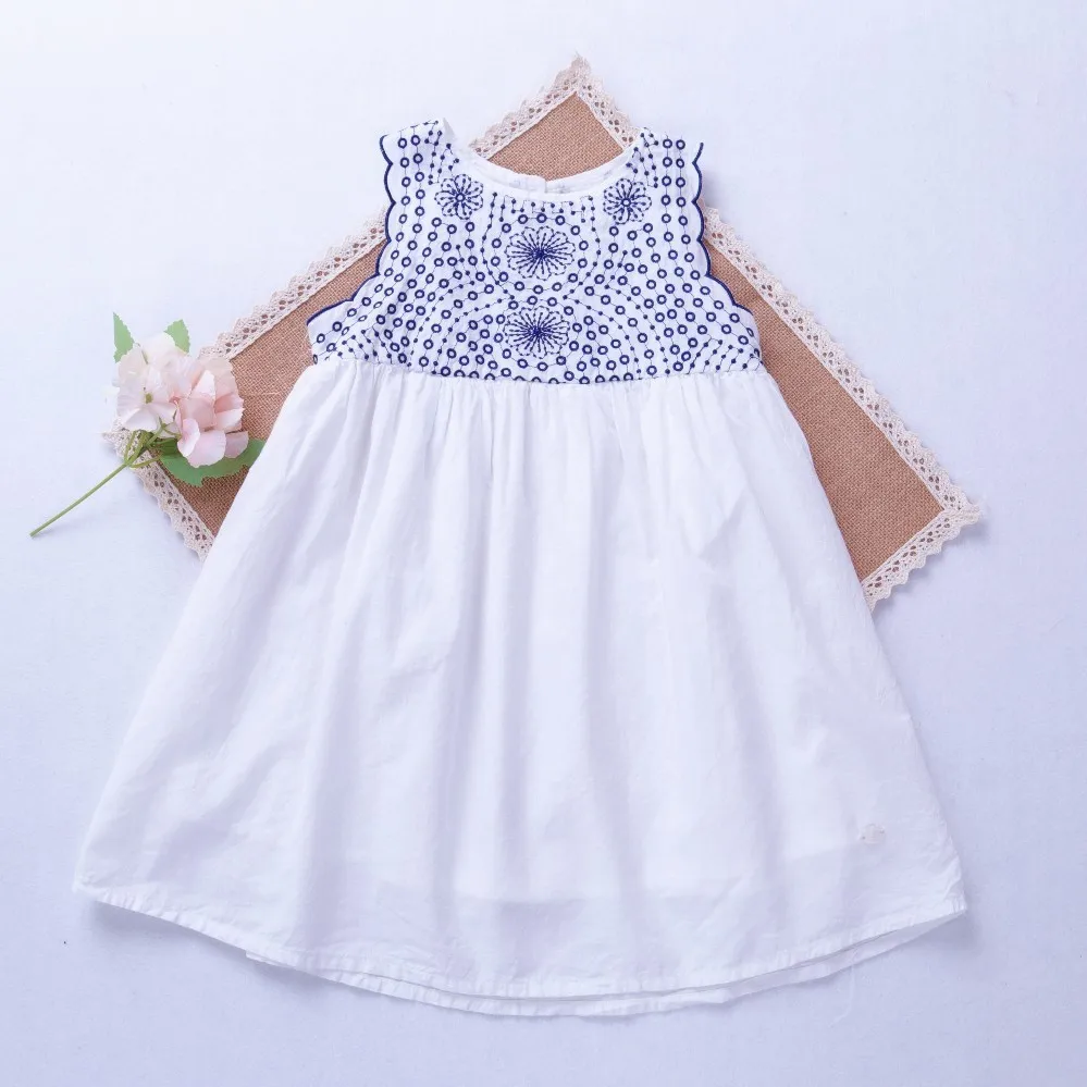 party embroidery dress baby clothes summer white smocked kids dresses for girls princess school children boutiques 69013 | Детская