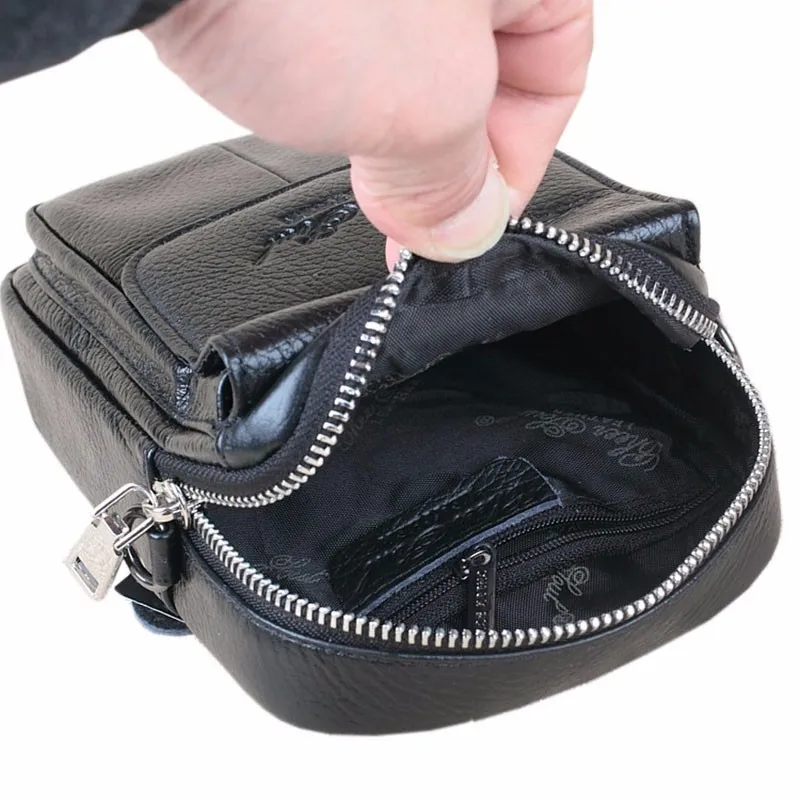 Мужская кожаная вертикальная сумка на ремне маленькие мессенджеры кобура для