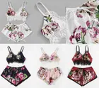 Сексуальное женское нижнее белье с цветочным принтом, пижамы для женщин, стринги, нижнее белье, ночное платье, Дамское Белье, пижамный комплект