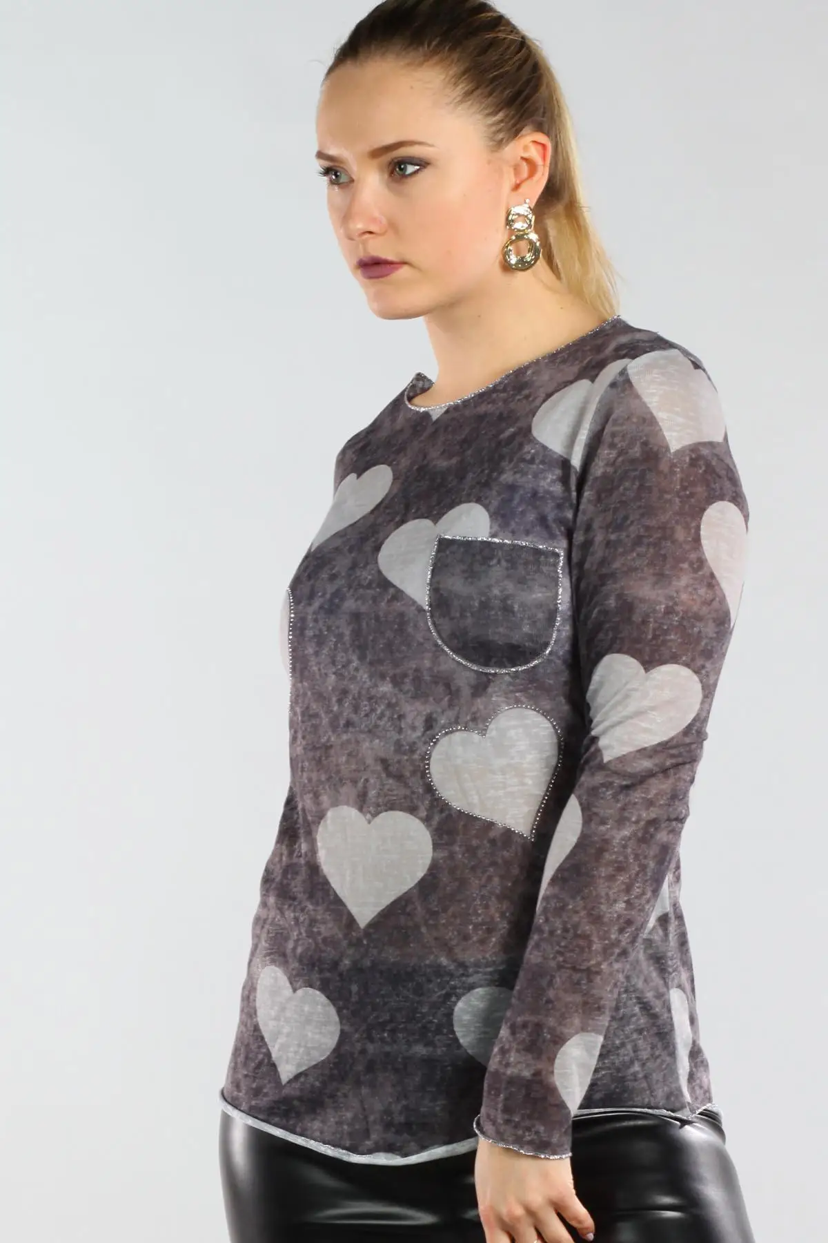 Sans Textile женская серая Sim и каменная деталь Туника 65N9978 |