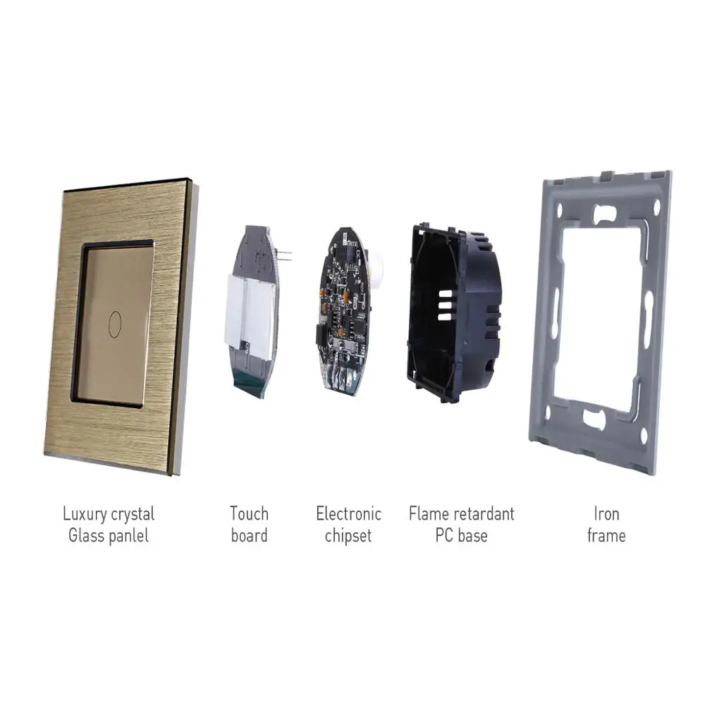 

Bingoelec EU/UK Standard 1 Gang 1 Way Touch Switch,Silver Metal Light Switch,AC110-250V,86*86mm
