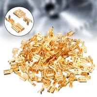 100pcs brass crimp terminal cable lugs cable plug 6 3mm uninsulated blank 0 5 1 5mm blade receptacle spade terminal connector
