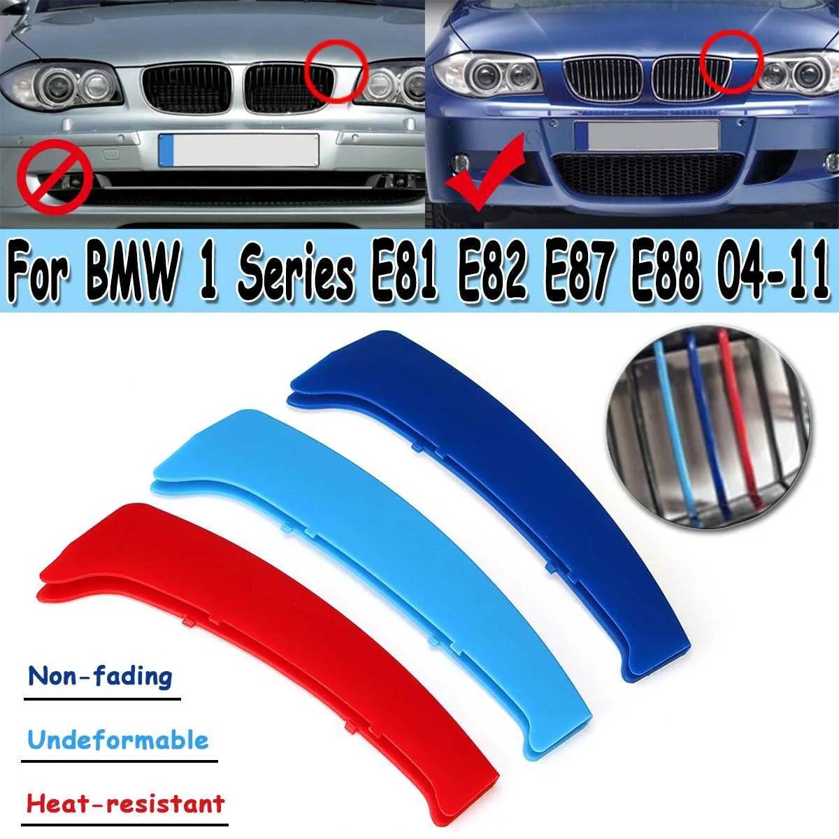 2 стиля 3D спортивный M стиль решетка гриль крышка клипса отделка для BMW 1 серии E81 E82