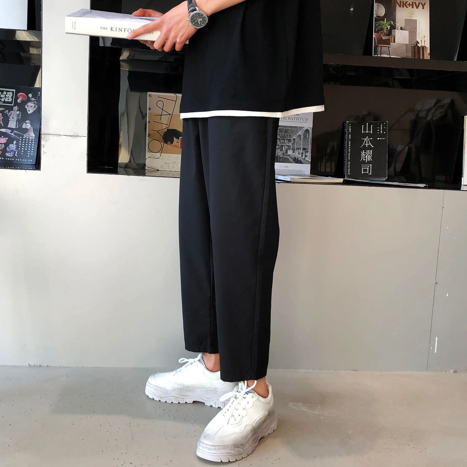 

2019 Men's Haren Pants Cotton Casual Pants Leisure Loose Edition Grey/black Color High Quality Fabrics Trousers Big Size M-3XL
