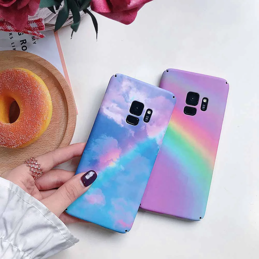 Чехол KISSCASE Rainbow Girly для Samsung Galaxy Note 8 9 S8 S9 жесткий матовый цветной чехол Plus S7 |