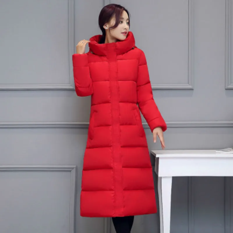 

2018 Winter New Pattern Korean Self-cultivation Thickening Even Hat Long Fund Woman Cotton Cotton-padded Jacket Loose Coat