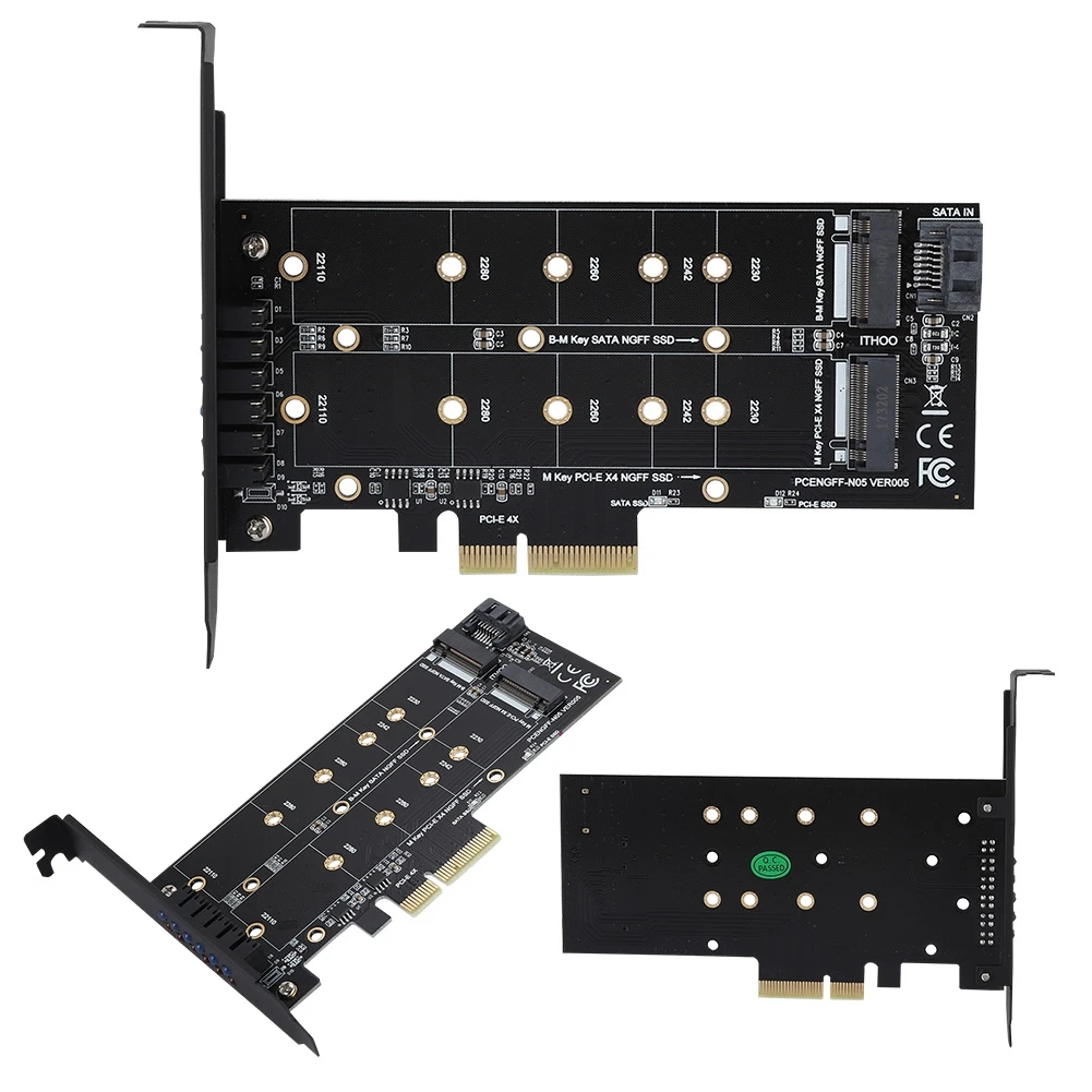 Новый PCI E 4X NGFF адаптер PCIe карты b ключ + М M.2 NVME двойной Интерфейс с светодиодный