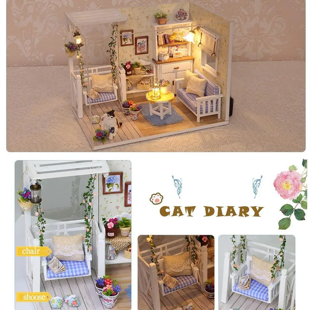 Diy Миниатюрный Кукольный домик мебель пылезащитный чехол 3D Деревянный игрушки