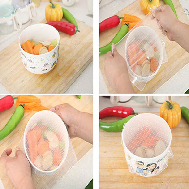 3 шт многоразовый силикон обертывания крышка уплотнения эластичная липкая