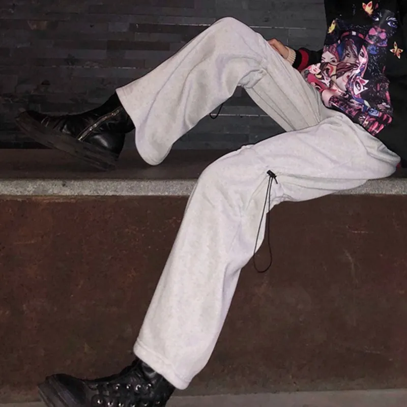 VGH Autumn Winter Women Pant High Waist Loose Pockets Harajuku Sports Trousers Flare Pants 2019 Fashion Korean New | Женская одежда