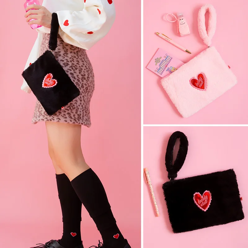 Milkjoy плюшевая ручная сумка с сердцем Harajuku INS Студенческая клатч|Держатель для