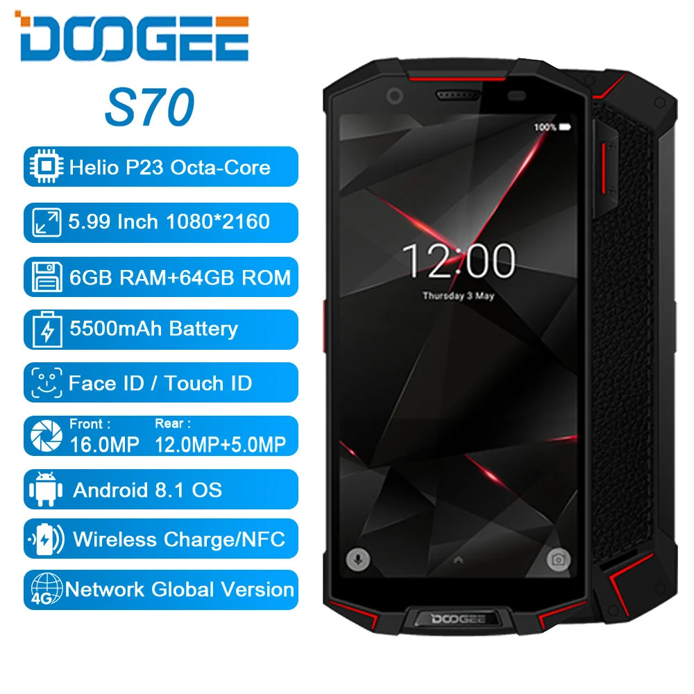 DOOGEE S70 смартфон с 5 99 дюймовым дисплеем восьмиядерным процессором Helio P23 ОЗУ 6 ГБ