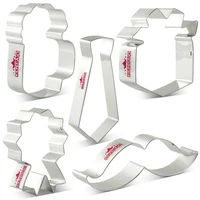keniao fathers day cookie cutter set 5 pieces necktie moustache beer mug medal gift box biscuit molds stainless steel