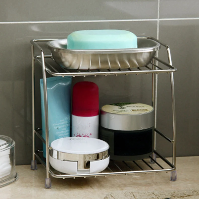 2-Layers Stainless Steel Storage Rack Spice Condiment Basket Desk Organizer Kitchen Bathroom Holder Shelf | Дом и сад