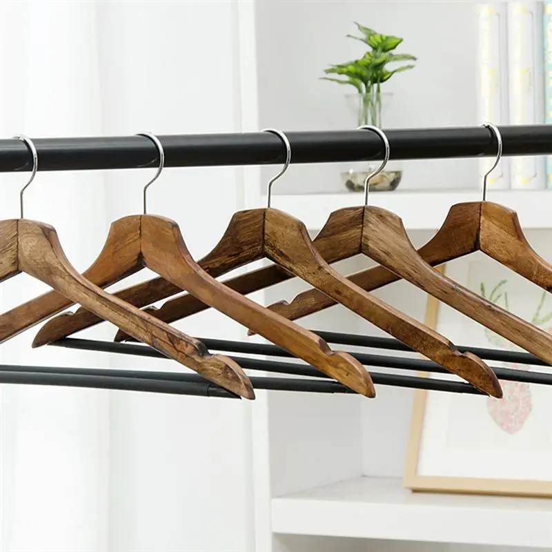 2PCS Multifunctional High Grade Solid Wooden Suit Hangers Coat with Anti-rust Hooks and Non-slip Bar | Дом и сад
