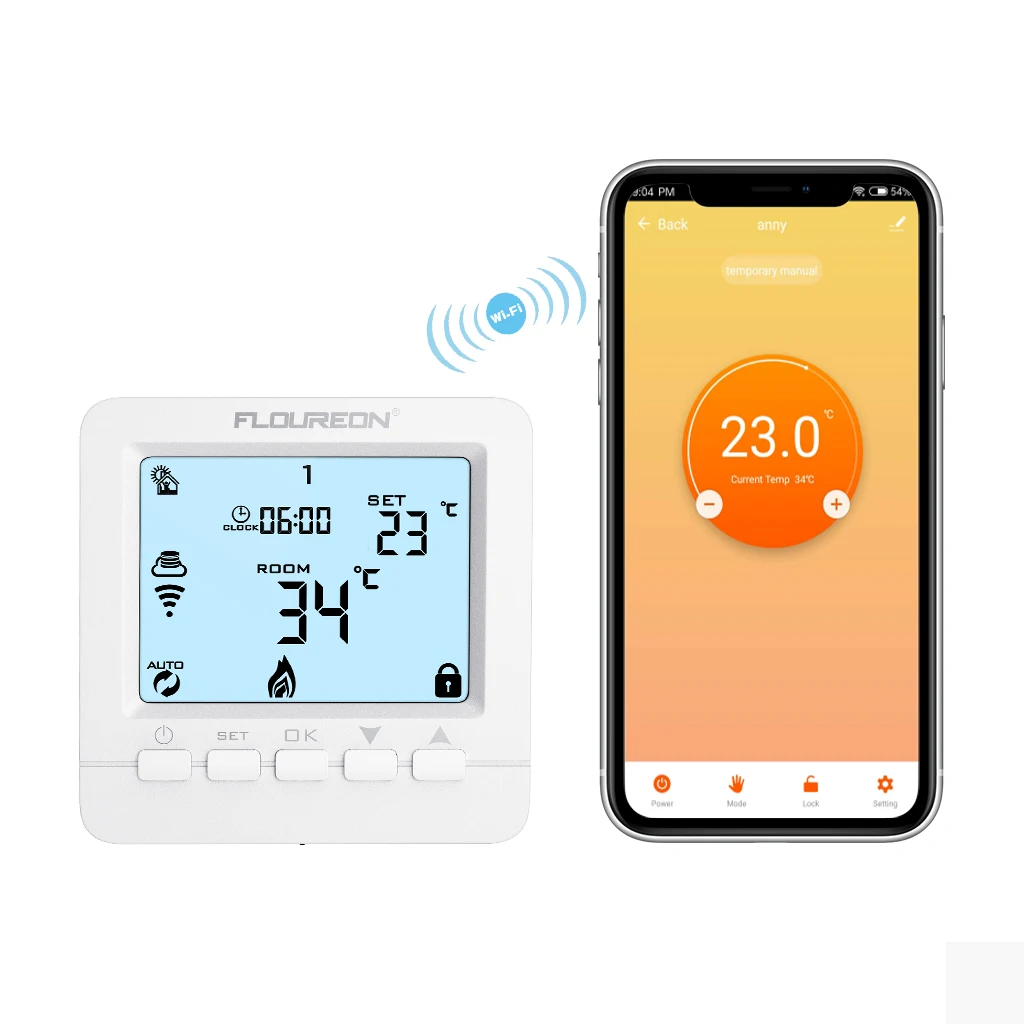 FLOUREON WiFi термостат программируемый цифровой сенсорный экран контроль