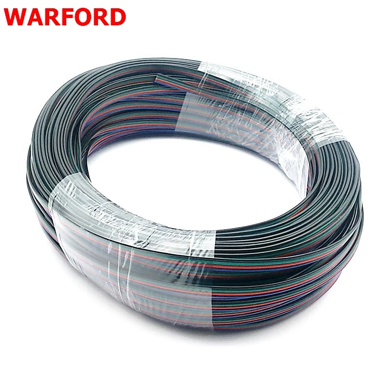 5 м/10 м/20 м/рулон 4 Pin Расширение RGB + черный провод кабель для ws2801/5050/3528/lpd8806/apa102 smd