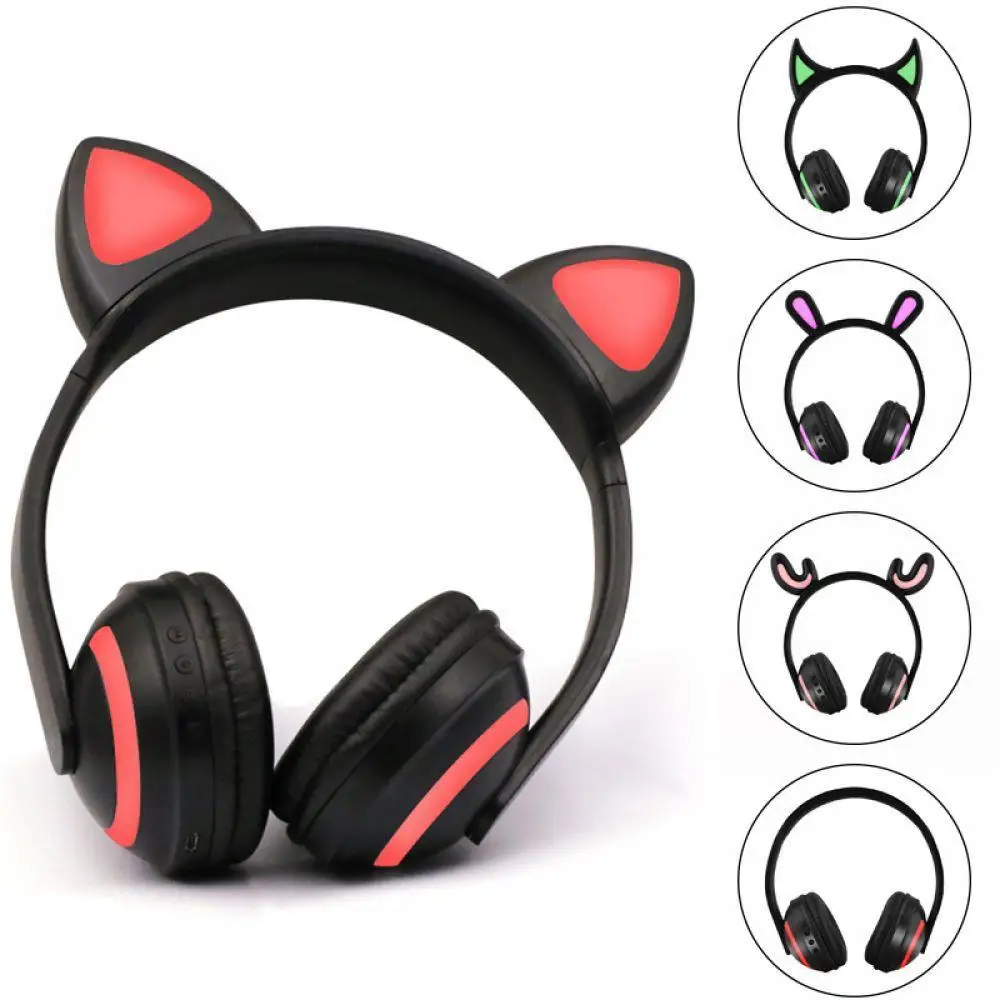 Кролик Игровые наушники светящиеся Bluetooth носки с ушками и изображением котика