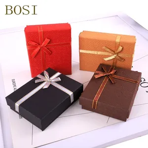 Коробка черная 2019 новое горячее кольцо для помолвки серьги ожерелье с бантом квадратное Ювелирное Украшение Органайзер Дисплей Подарочный держатель красный темно-синий свадебный BOSI