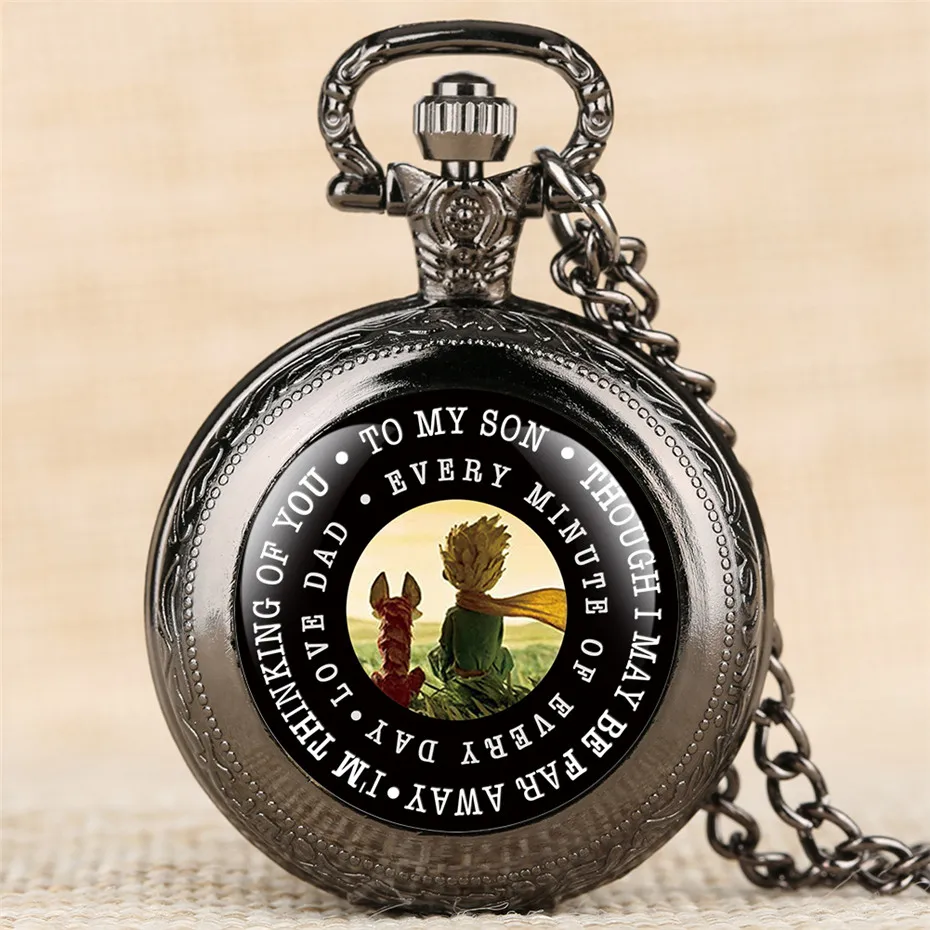 

Classic The Little Prince Theme Quartz Pocket Watch Personalized To My Son Birthday Gifts Pendant Necklace Clock Dropshipping