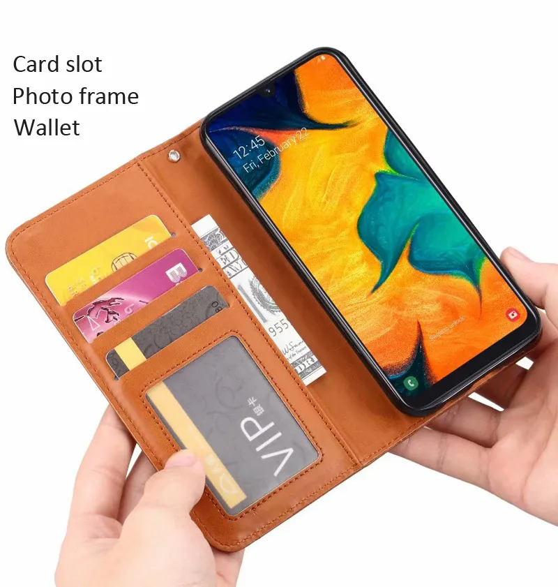 Кожаный чехол бумажник с откидной крышкой и отделением для карт Xiaomi Redmi Note 7 Pro