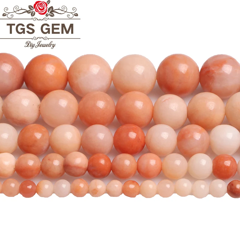 Бусины из натурального камня розовый камень авантюрин круглые свободные бусины