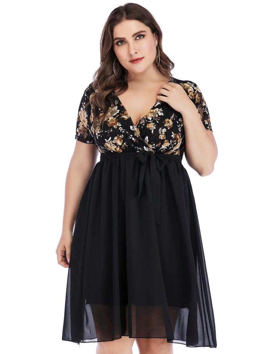 Летнее Платье До Колена Для Женщин женское элегантное платье с цветочным принтом