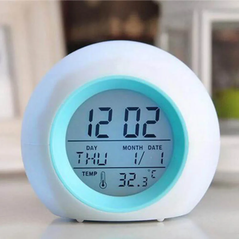 7 цветов Изменение светодио дный светящиеся ночью ЖК-дисплей цифровой