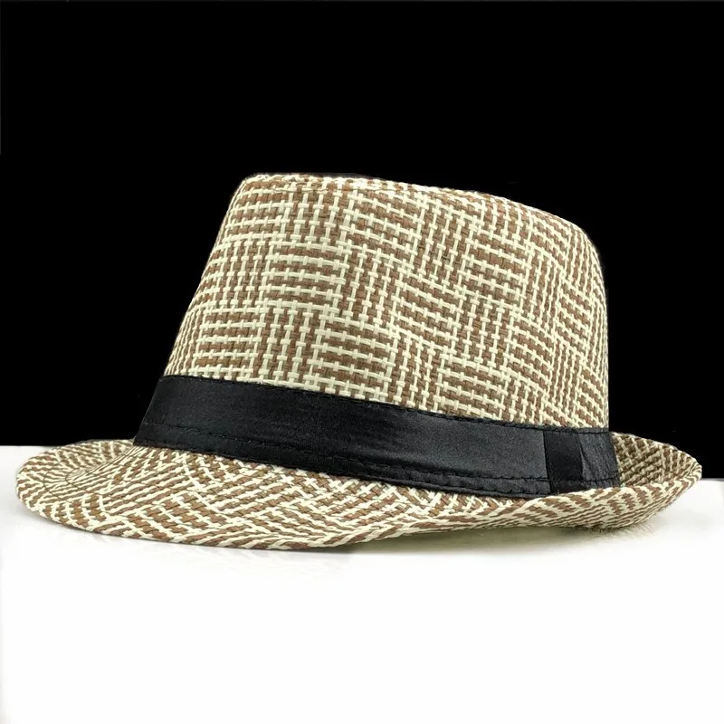 

2019 Fashion Summer Straw Men's Sun Hats Fedora Trilby Gangster Cap Summer Beach Cap Panama Hat Sombrero Travel Sunhat