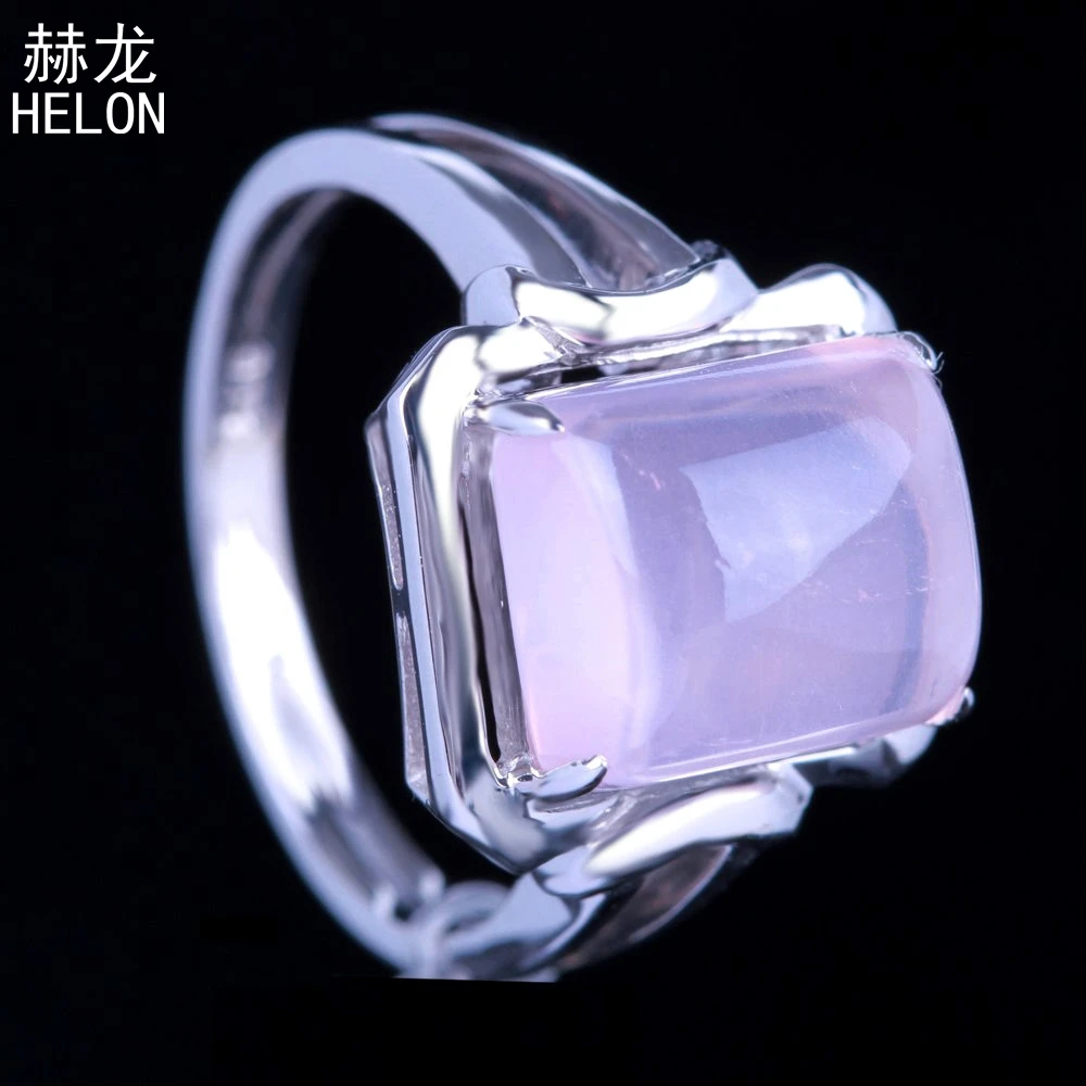 Женское кольцо из серебра 925 пробы с розовым кварцем 10x8 мм|cushion cut engagement|ring whitering gold