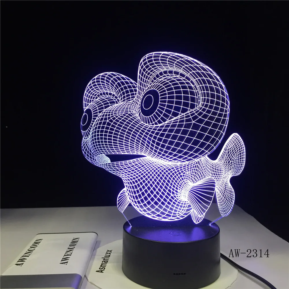 Настольная светодиодная 3d лампа в форме рыбьего глаза ночсветильник с USB 7 цветов