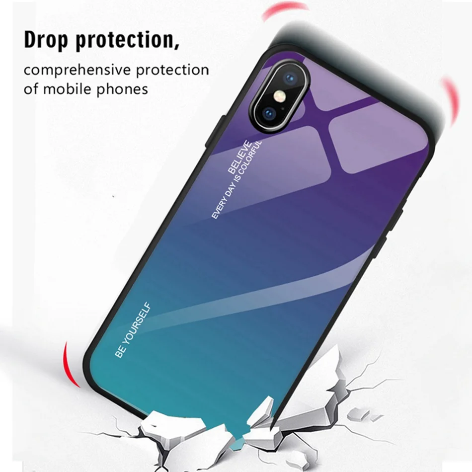 KISSCASE градиентный стеклянный чехол для iPhone 7/8/6 6 S/7 Plus/8 Plus/6 6S Plus зеркальный X XS XR MAX |