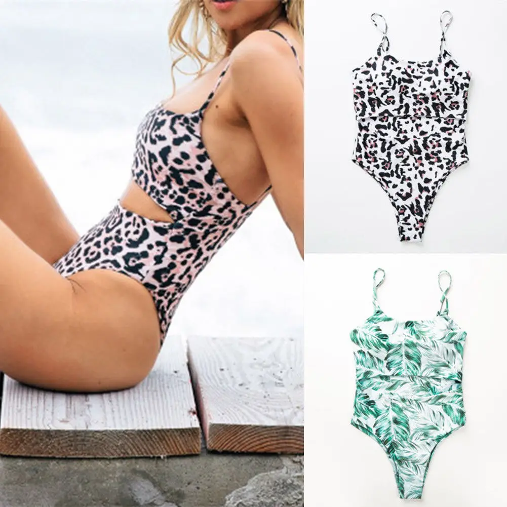 2019 новейший сексуальный женский купальник с леопардовым принтом и листьями
