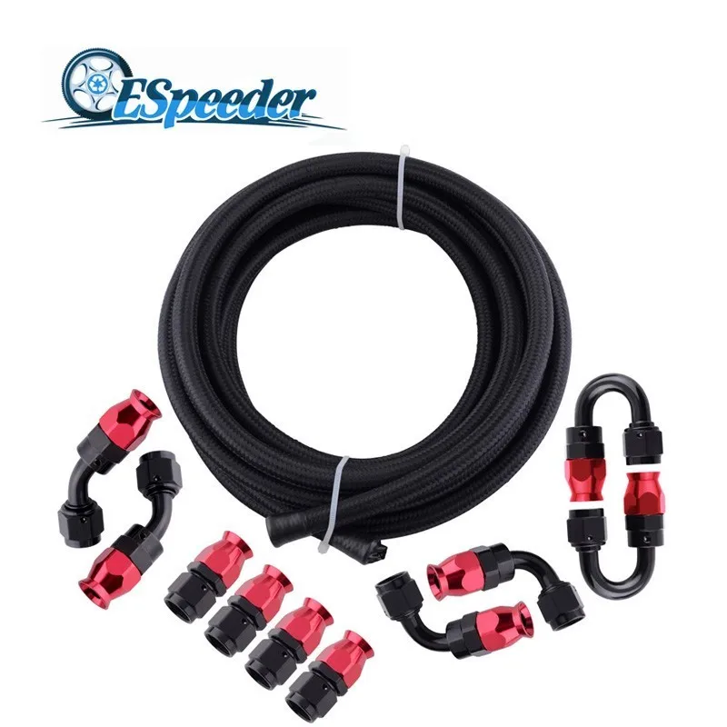 ESPEEDER AN6 0/45/90/180 Degree Aluminum Swivel Hose End Fitting 5 Meter PTFE Fuel Line Oil Cooler Adapter Kit | Автомобили и