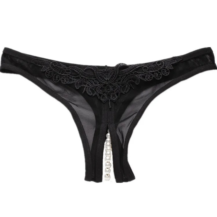 Открытый промежность сексуальные трусики Crotchless искусственный жемчуг кружева