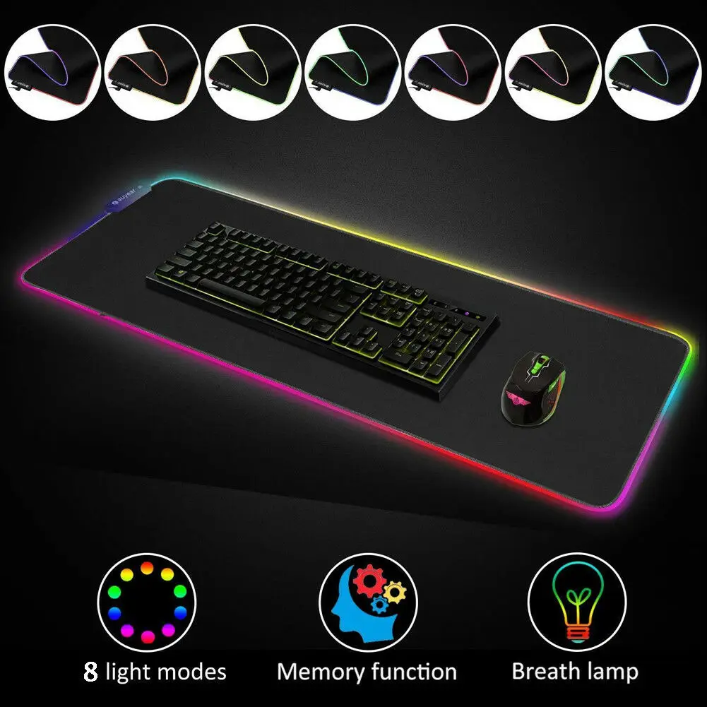 Яркий светодиодный клавиатура с подсветкой RGB 2019 коврик для игровой мыши ПК и