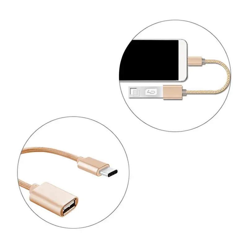Нейлоновый адаптер Android 5P кабель OTG к USB для передачи данных Соединительная