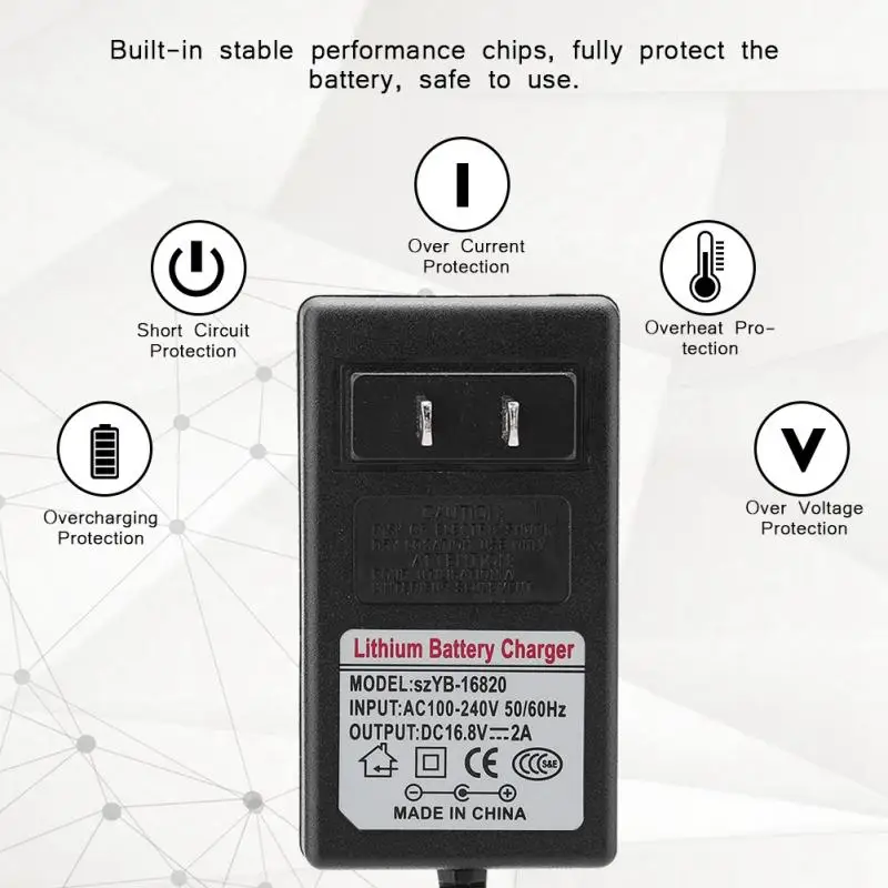 AC100 240V DC 16 8 V 2A запасной адаптер питания литий ионное зарядное устройство
