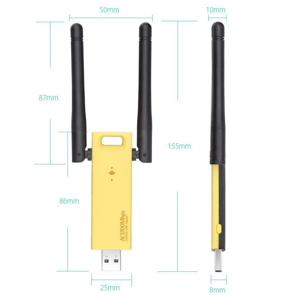 Настольный приемник AC Gigabit Двухдиапазонная беспроводная карта USB3.0 1200M