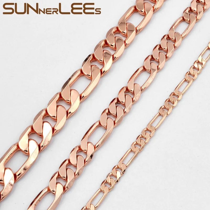 Ожерелье SUNNERLEES из кубинской панцирной цепи Фигаро 5 мм 12 ожерелье белого розового