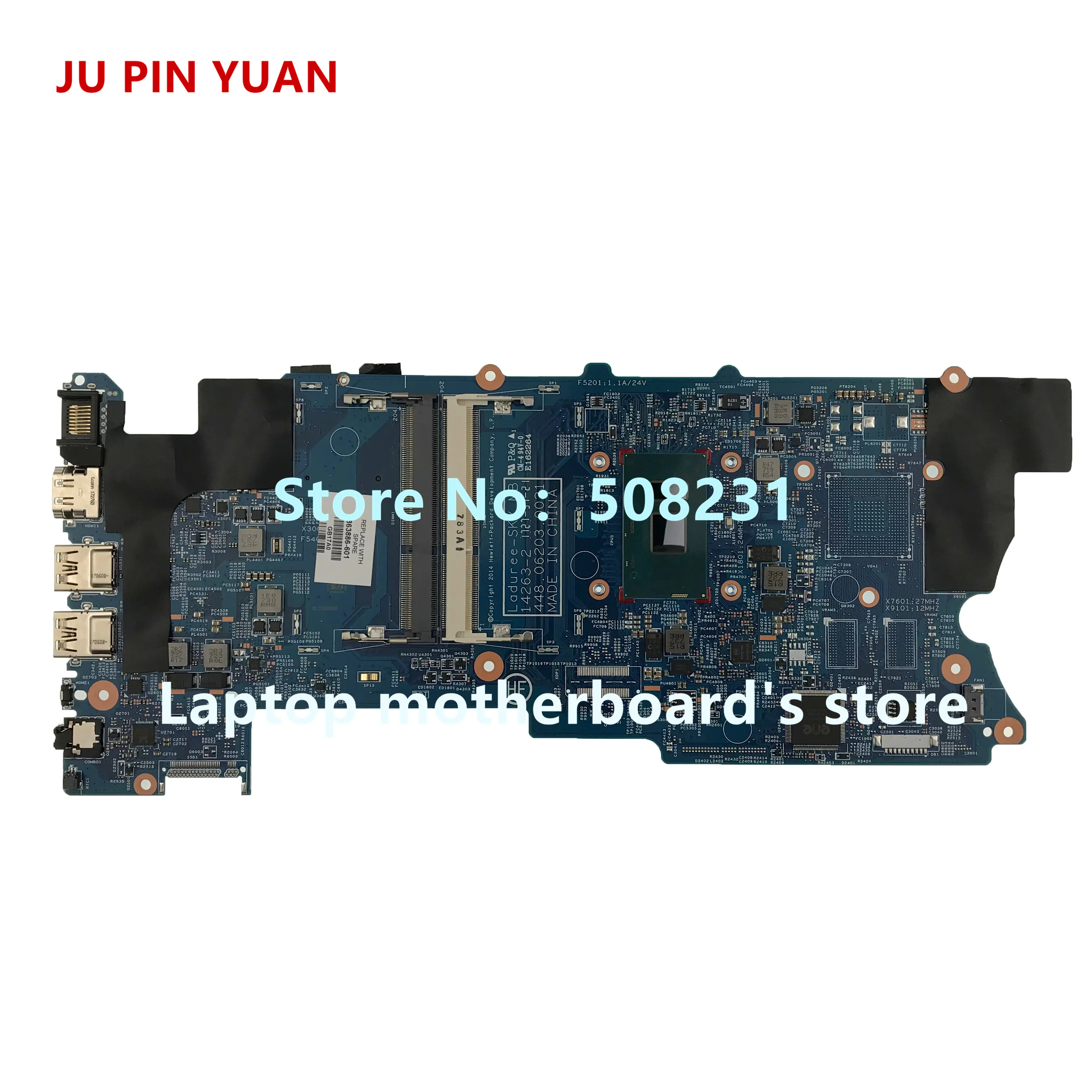 

JU PIN YUAN 863886-601 448.06203.0021 For HP PAVILION X360 CONVERTIBLE 15T-BK Laptop Motherboard i3-7100U fully Tested