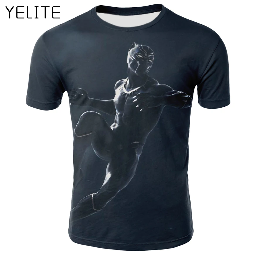 YELITE 3D футболки мужские Marvel Мстители Футболка мужская Черная пантера персонаж с