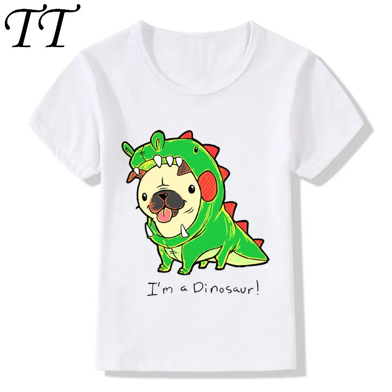 2019 Детские Забавные футболки с принтом I'm a Dinosaur детские летние топы футболка