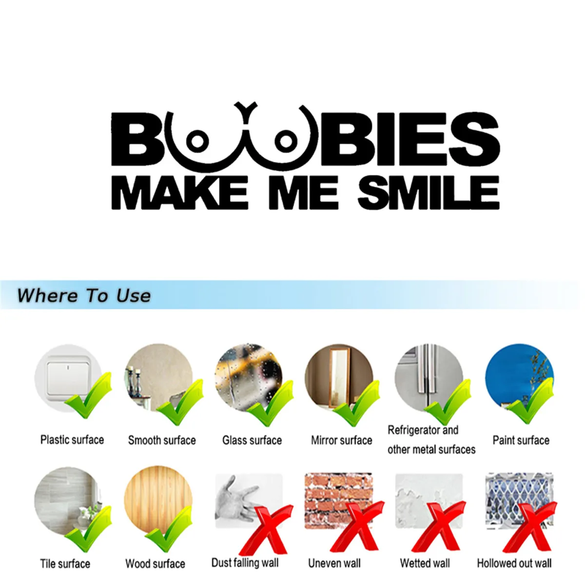 Буквы BOOBIES MAKE ME SMILE стикер для автомобиля стены дома стекло двери ноутбука