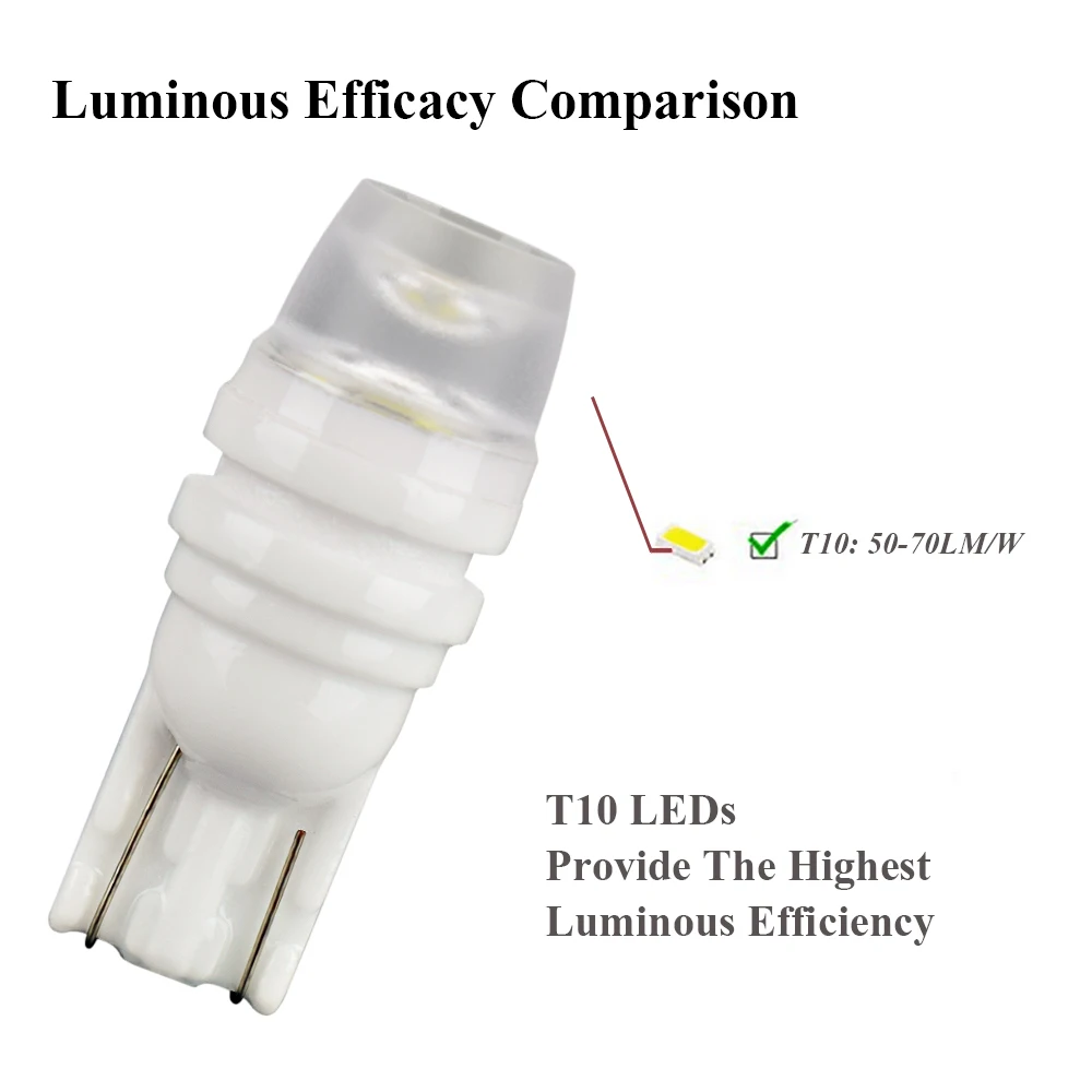 2pcs Automobils LED 3SMD W5W T10 Canbus Car Interior Light 12V Bulbs Parking Lamp Wedge Clearance Reading Bulb | Автомобили и