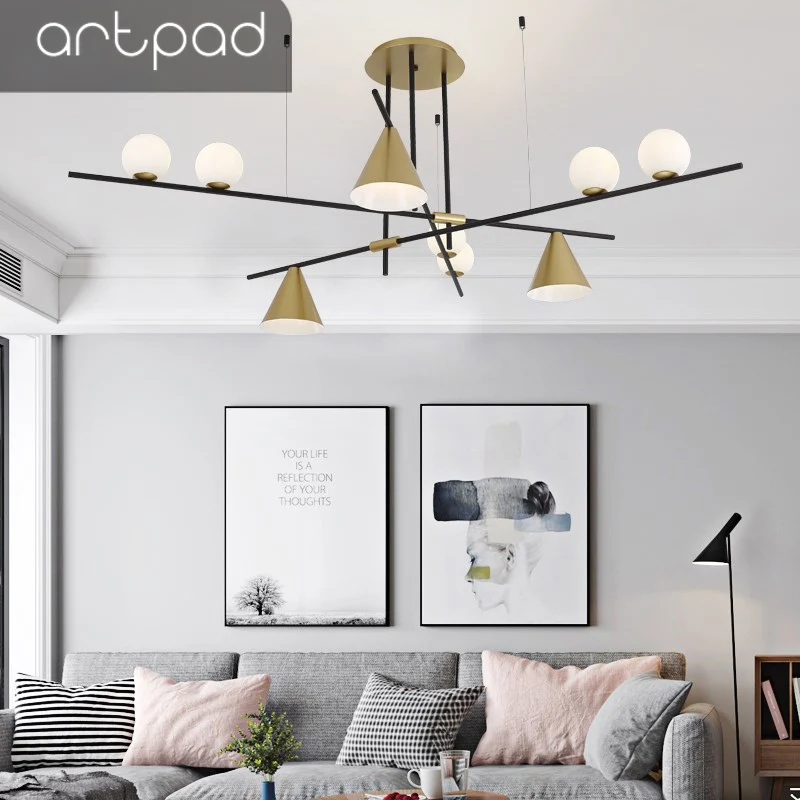 Artpad минималистский роскошный металлический золотой подвесной светильник в виде